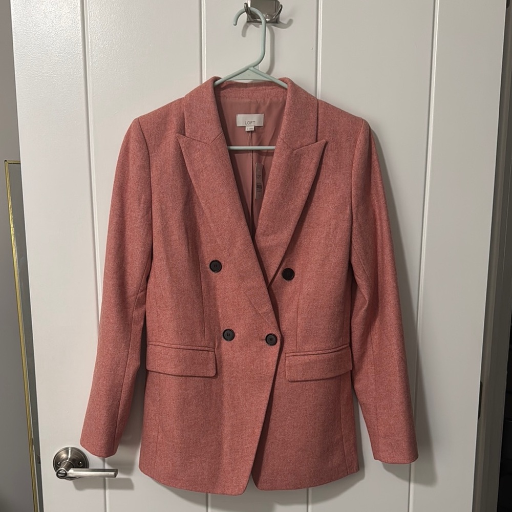 Loft Women's Pink Double-Breasted Blazer